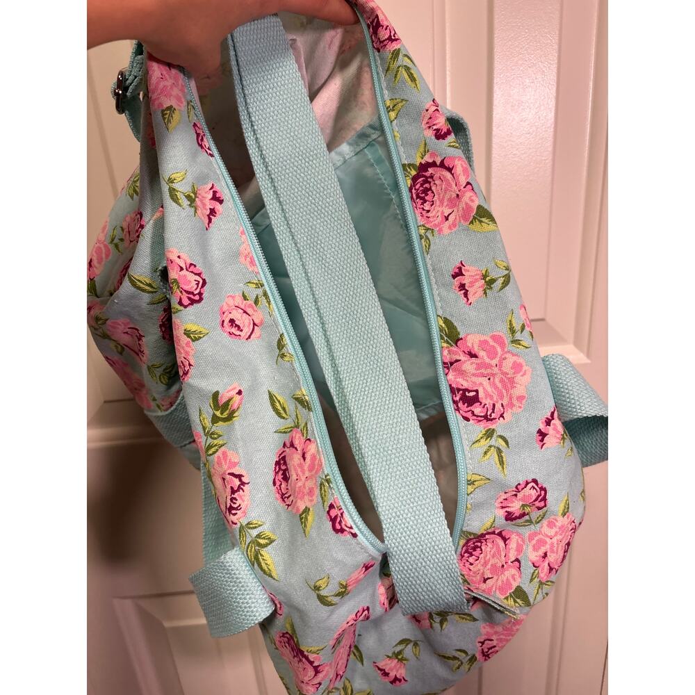Floral Canvas Duffle Bag with Pink Roses - Picture 7 of 8